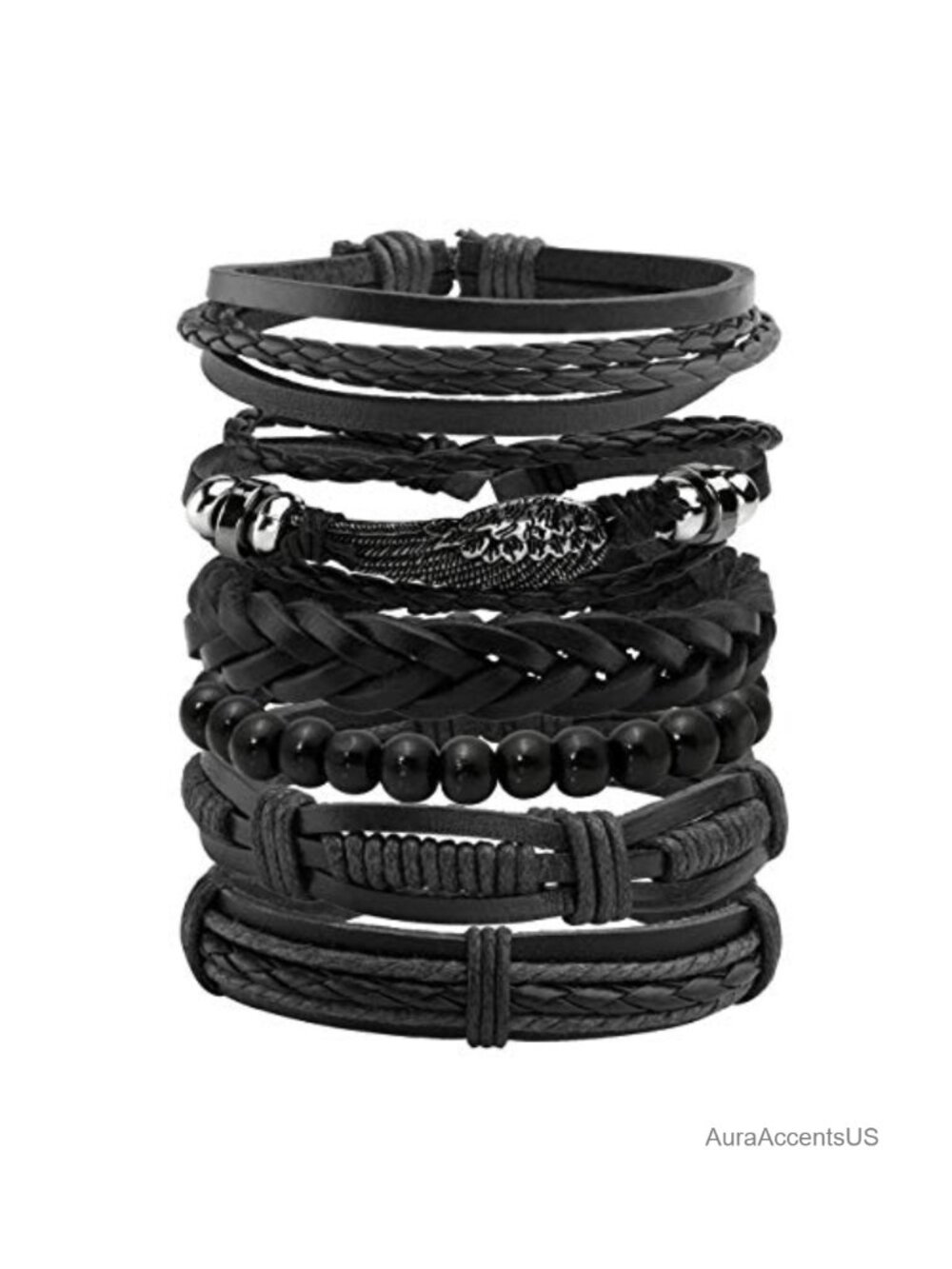 Punk Leather Cuff Bracelet Set for Men Women, Adjustable Steampunk Gothic